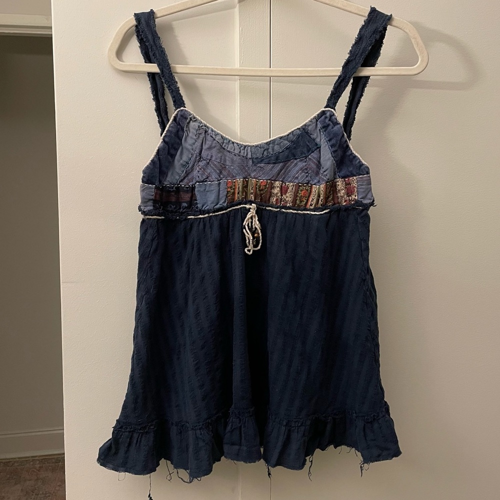 Vintage Free People Distressed Patchwork Blouse